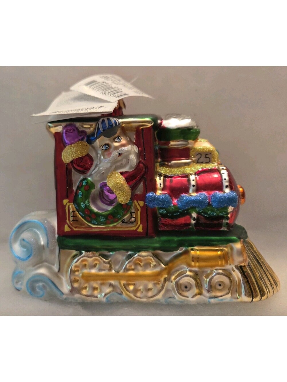 Christopher Radko North Pole Junction Santa & Train Ornament, 5" × 6", New w/Tag